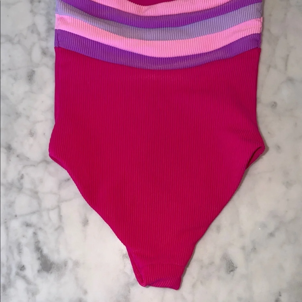 Beach Riot Little Jessa One Piece Raspberry Colorblock 3/4Y